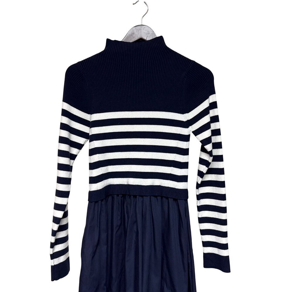 Mila Mae Women's Dress Long Sleeve Midi Navy Blue Sweater Full Skirt Medium NWOT - Picture 3 of 12